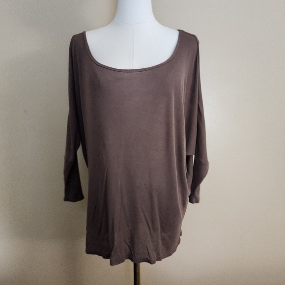 Brown Off-The-Shoulder Relaxed Tee, Women's S - Picture 6 of 12